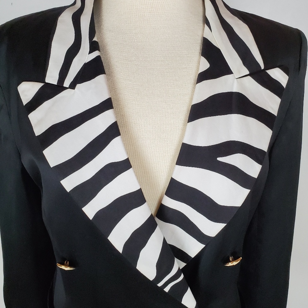Vintage Escada Preppy 80s Like New Zebra Blazer 8 - Picture 4 of 8